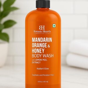 Botanic Hearth Mandarin Orange & Honey Body Wash | Shower Gel - 16 fl oz with Lemon Peel Extract – Sulfate & Paraben-Free, Gentle Cleansing & Radiant Glow