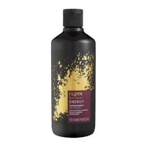 I Love Wellness Energy Shower Burst - Daily Moisturizing Body Wash - Essential Oil Cleanser with Orange and Bergamot - Uplifting Fragrance - 16.9 oz