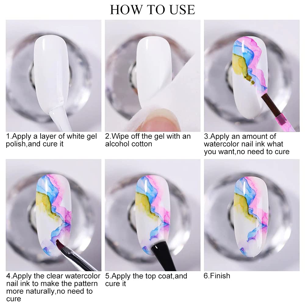 Blooming Watercolor Ink Nail Polish Marble Nail Polish Flower Blossom Nails for Spreading Marble Effect Manicure 12 Colors 7ml(0.25fl oz) - Image 6