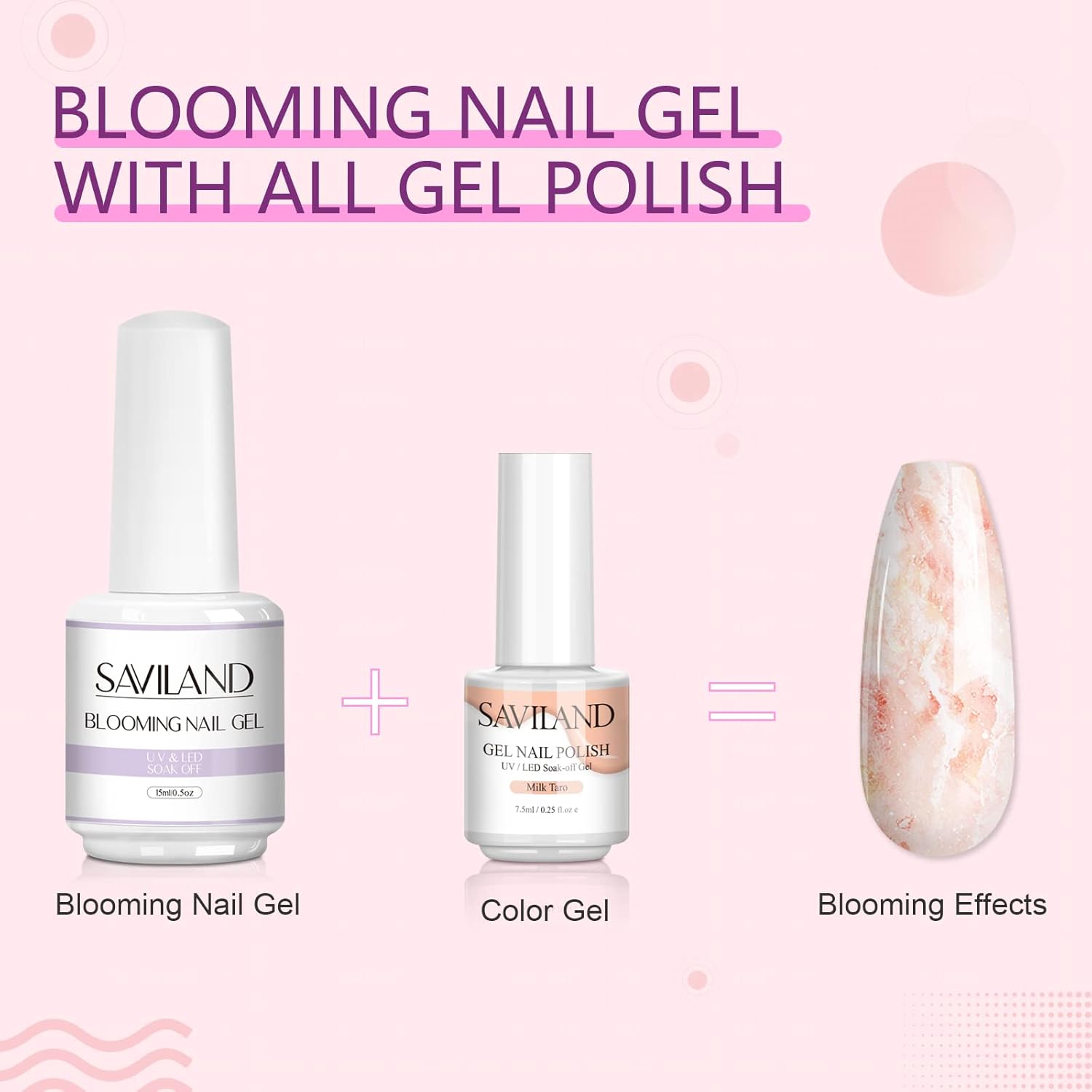 SAVILAND Blooming Gel: 15ml Blooming Gel Nail Polish with Nails Brush Blossom for Spreading Effect Marble Nail Polish Flower Watercolor Nails Art Design Manicure Salon Home DIY - Image 3
