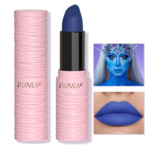 Halloween Blue Matte Lipstick, Blue Lip Face Body Paint Stick, Cream Eye Black Stick for Baseball, Waterproof Long Lasting Lip Balm for Women, Goth Makeup Clown Makeup Sticks