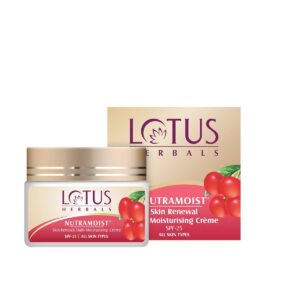 Lotus' Herbals Nutramoist Skin Renewal Daily Moisturisng Cream SPF 25 | Luxurious Non Greasy Moisturizer Cream | For All Skin types | Prevents Tanning | 50g, 1.76oz