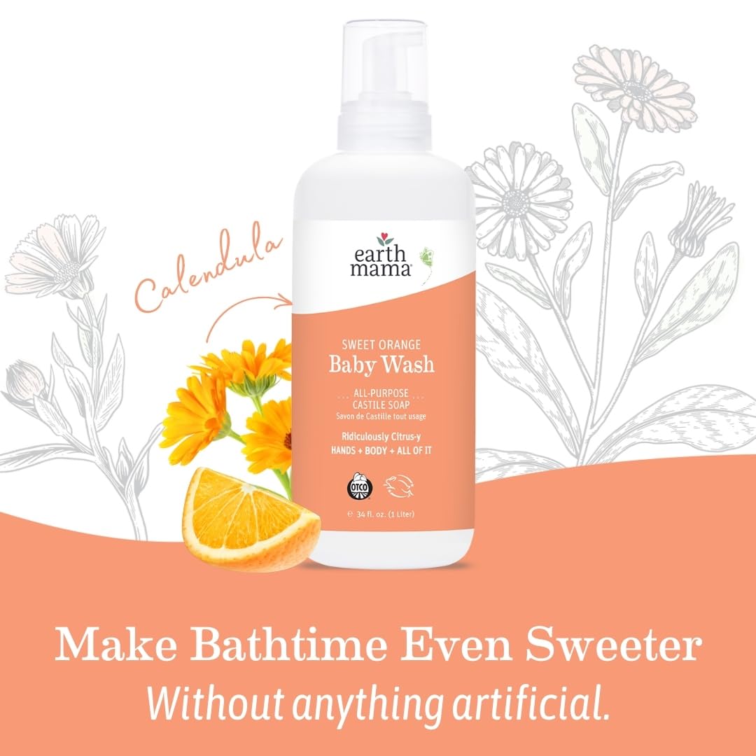 Earth Mama Organic Sweet Orange Baby Wash Refill Liquid Hand Soap 34 fl oz - Image 9