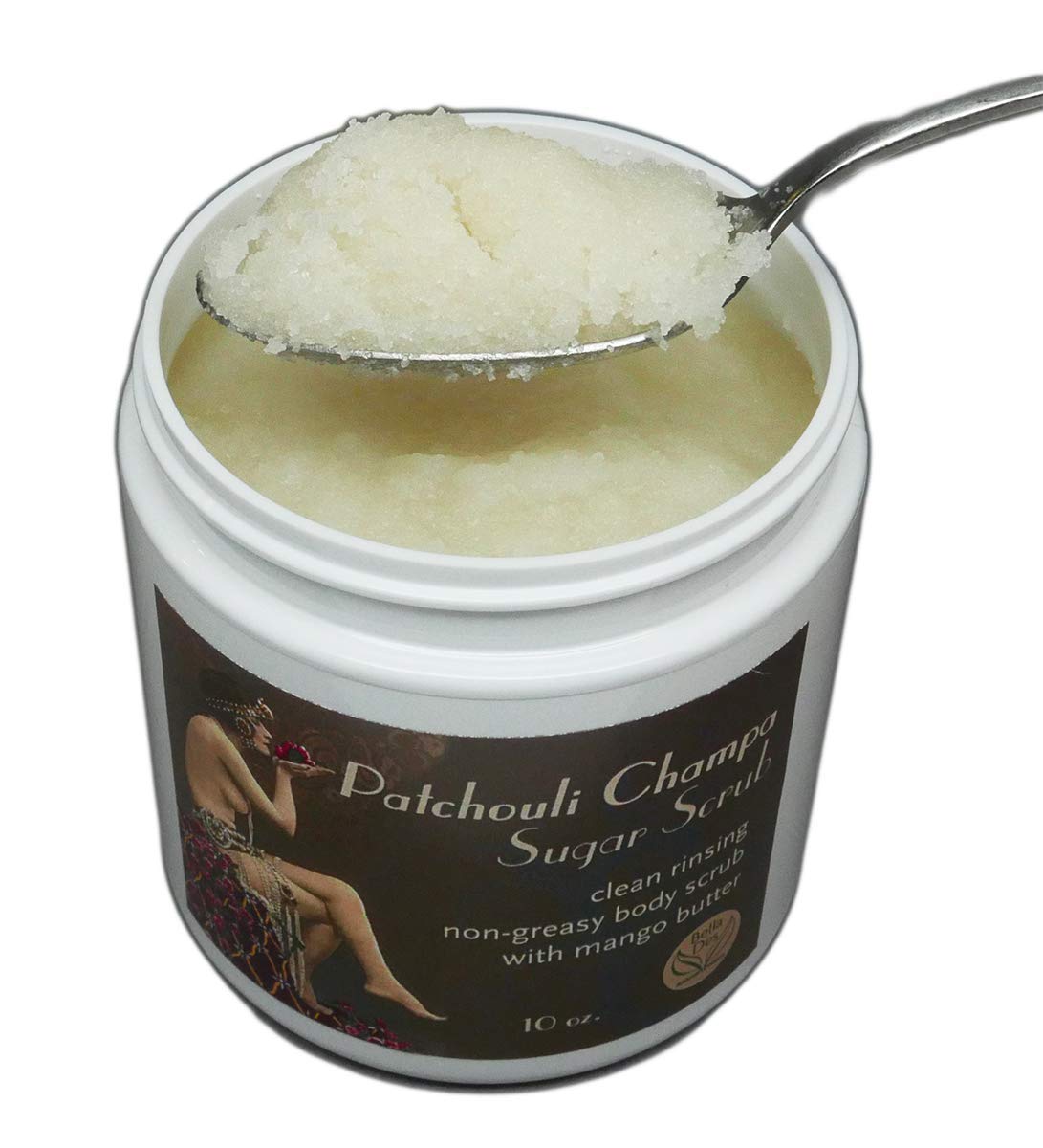 Patchouli Champa Exfoliating Sugar Scrub | Non-Greasy with Moisturizing Mango Butter and Patchouli Essential Oil | 10 ounces net wt | by Bella Des Natural Beauty - Image 4