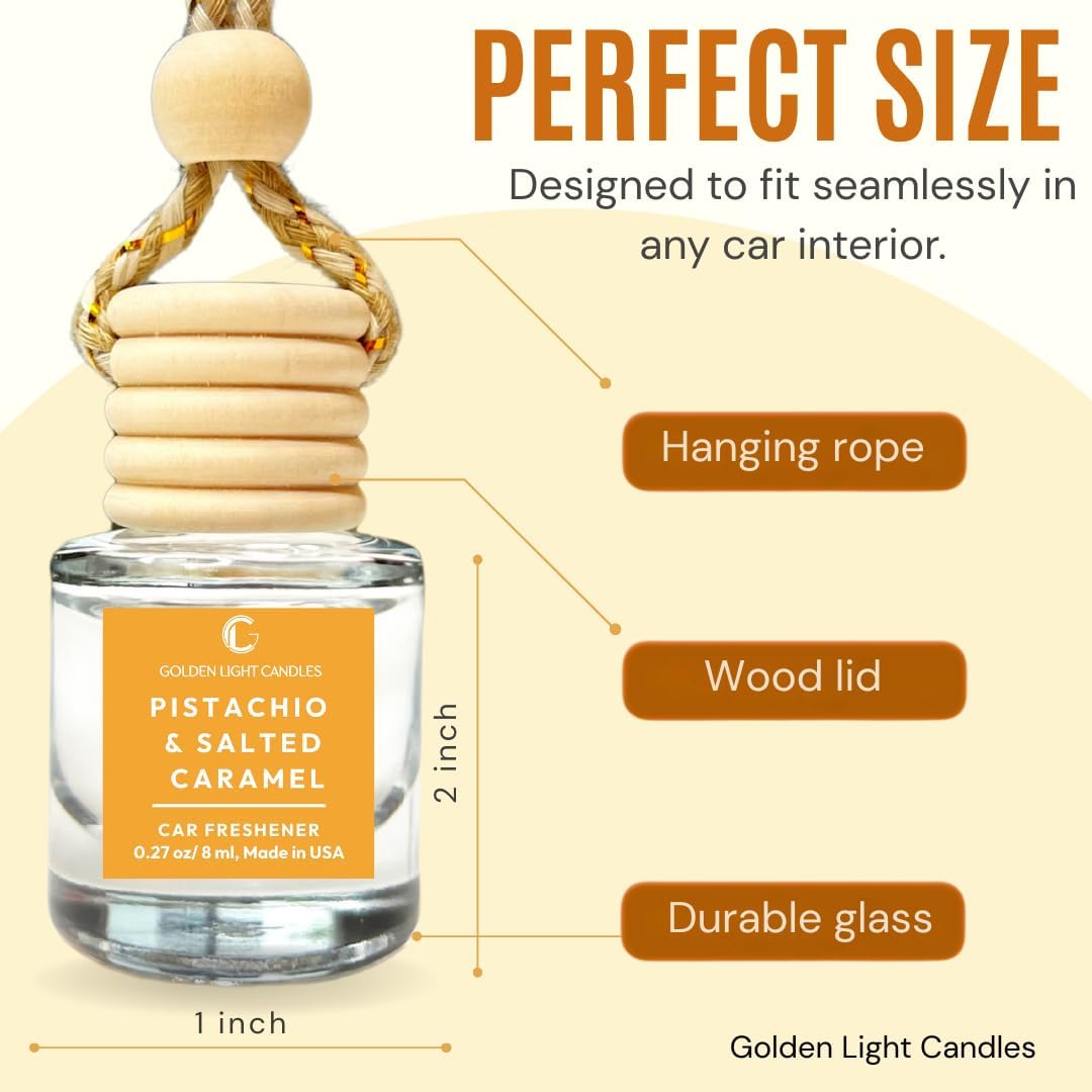 Car Air Freshener Hanging | Pistachio Salted Caramel Car Air Fresheners | Long-Lasting Fragrance Oil Diffuser | Cute Scent Diffuser | Pack of 3 | Made in USA - Image 6