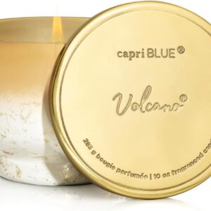 Capri Blue Volcano Scented Candles for Home - Glimmer Inverted Jar Candles - Long Lasting Candles - Soy Candles - Holiday Candles with White & Gold Ombre Glass Candle Holder (10 oz), CB-626-VOL-R