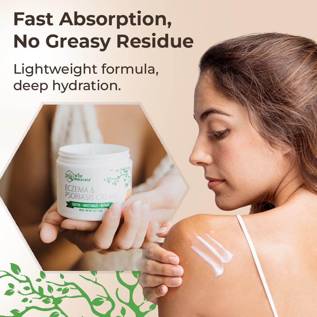 Wild Naturals Eczema & Psoriasis Cream for Dry, Itchy Skin โ Eczema Relief for Adults & Kids โ Moisturizing Psoriasis Cream with Manuka Honey - Image 2