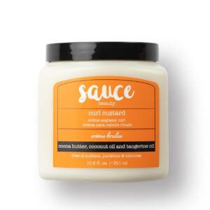 SAUCE BEAUTY Curl Cream, Crème Brulee Curl Custard (10.5 Fl Oz) Frizz Control, Detangler & Curl Defining Cream with Cocoa Butter, Coconut Oil & Tangerine Oil, Hair Styling Cream for Wavy & Coily Hair