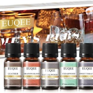 6PCS Fragrance Oils for Men, Men's Pubs Gift Set Premium Fragrance Oils -10ml-Leather, Sweet Tobacco, Dragons Blood, Sandalwood, Bay Rum, Cedarwood (Men's Pubs)