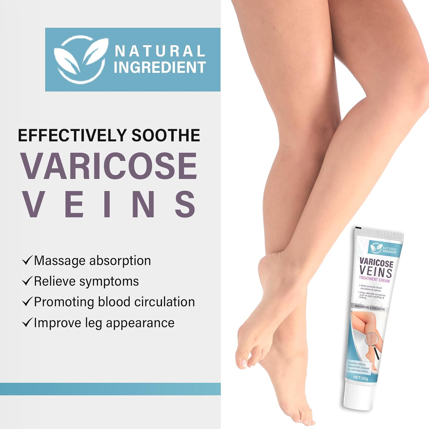 Varicose Veins Treatment for Legs, 2 Count Varicose Veins Cream - Improves Blood Circulation, Reduces Varicose Veins and Heaviness - Image 5