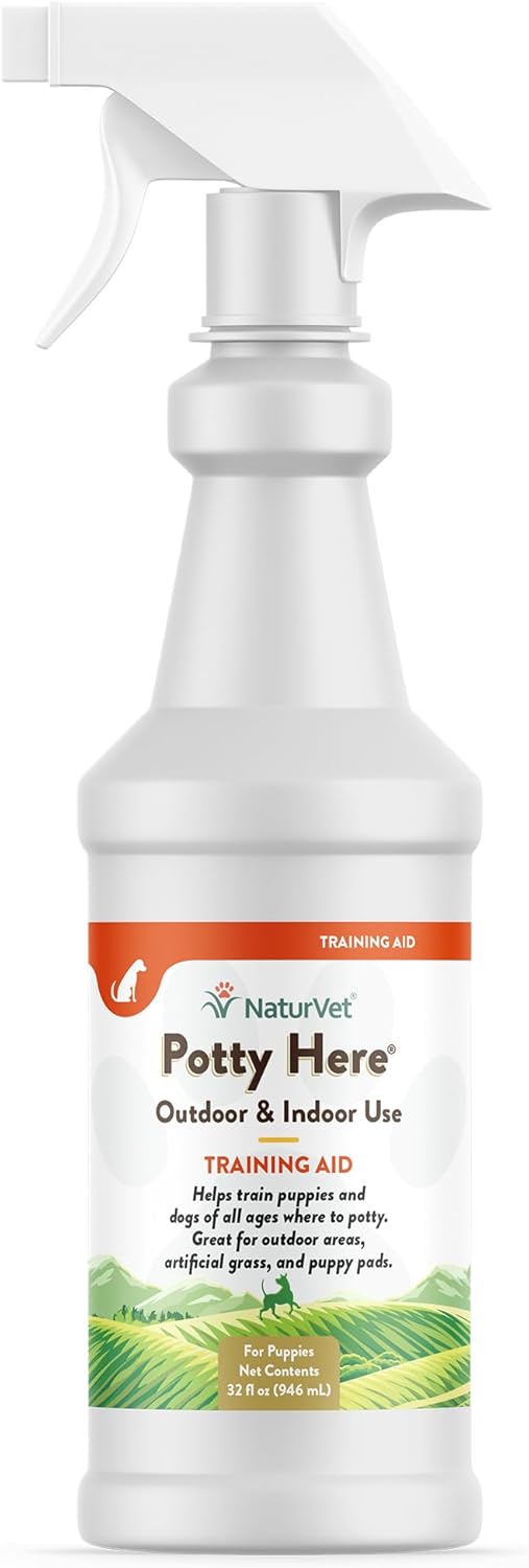 NaturVet β Potty Here Training Aid Spray | Attractive Scent Helps Train Puppies & Dogs Where To Potty | Formulated For Indoor & Outdoor Use | 32 oz