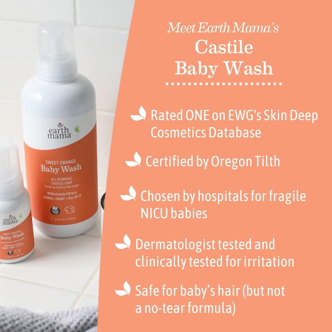 Earth Mama Organic Sweet Orange Baby Wash Refill Liquid Hand Soap 34 fl oz - Image 5