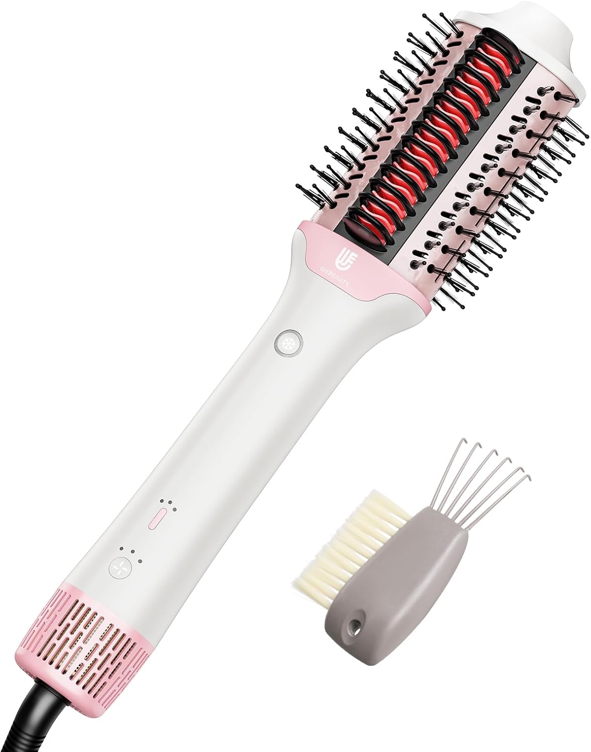 Ionic Ceramic 2-in-1 Blow Dryer and Hair Straightener Brush, Adjustable Heat, White - Image 8
