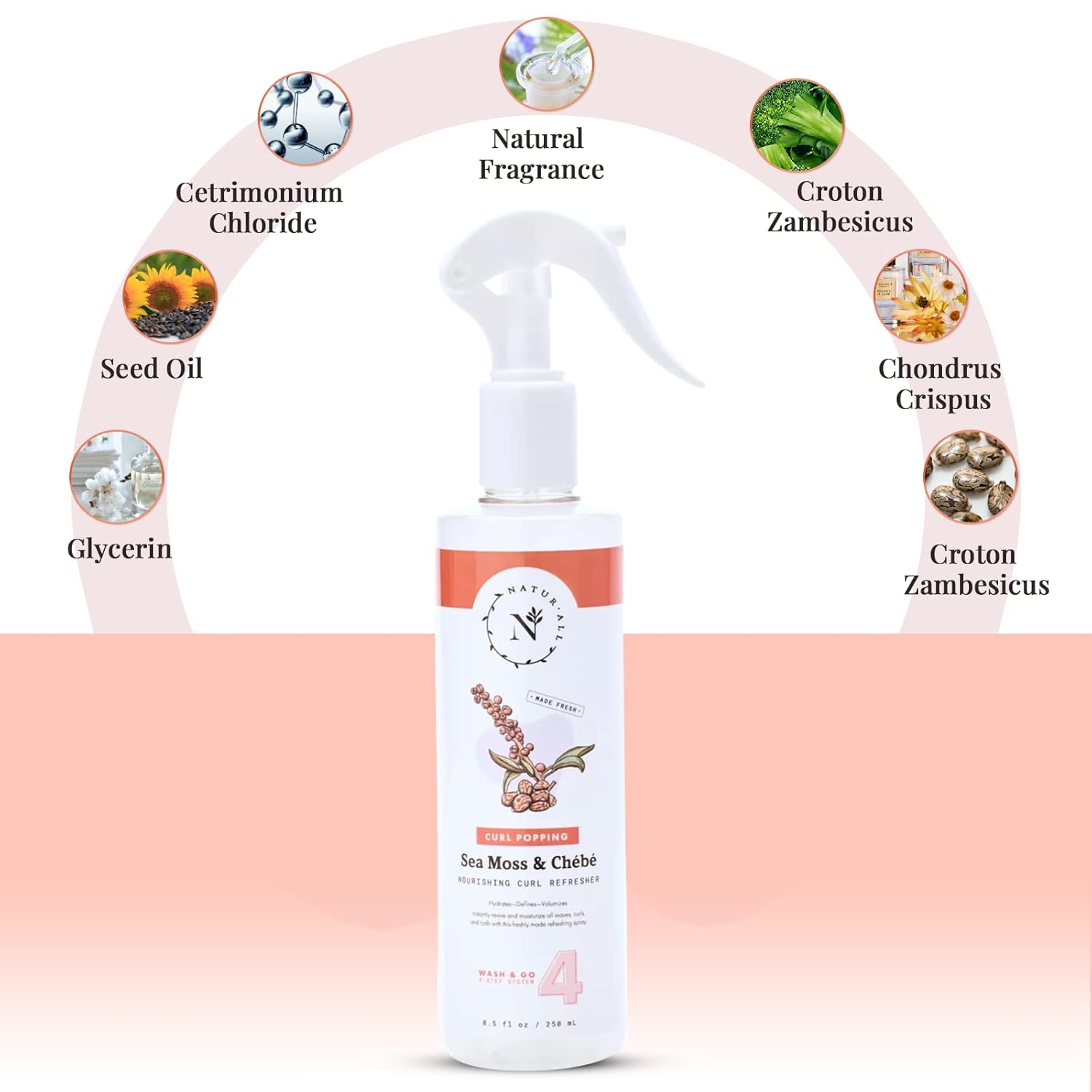 NaturAll Sea Moss & Chebe 8.5 Oz Hydrating Curl Refresher Spray for Curly Hair - Image 4