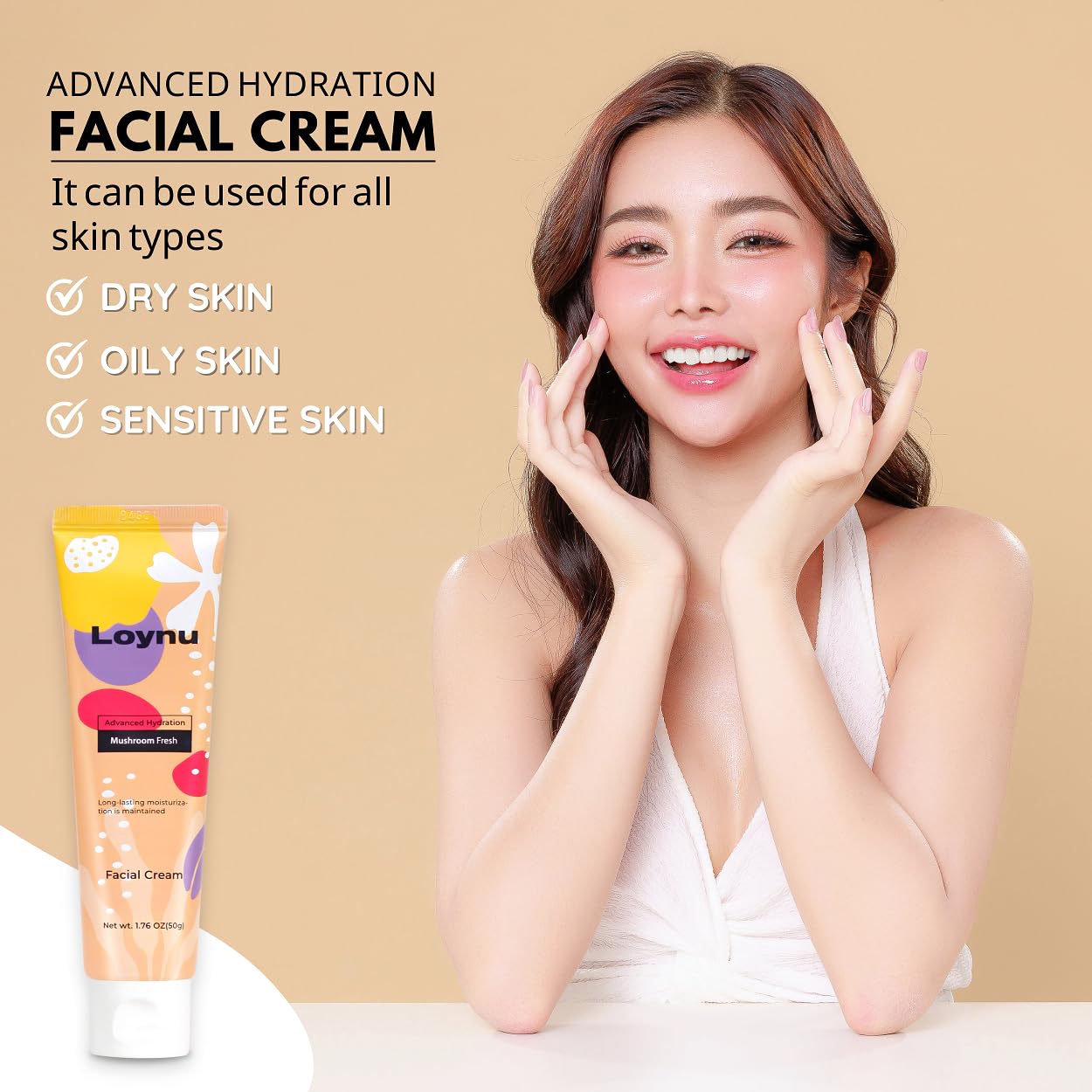 Face Moisturizer for Dry Skin, Korean Facial Cream, Moisture for Sensitive Skin, Hydrating Lotion with White Musk/Mushroom Fragrance, Thick Extra Moisturizing (Non-Irritating Formula), 1.76 Oz - Image 6
