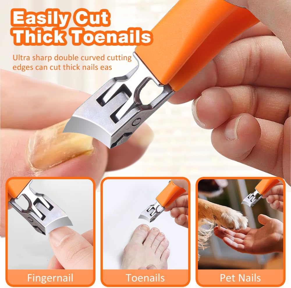 Wide Jaw Opening Anti-Splash Slanted Nail Clipper, Long Handle Splashproof Nail Clippers, Nail Clippers for Ingrown Nails, Wide Mouth Toe Nail Clippers, Household Slanted Nail Clippers (Black) - Image 5