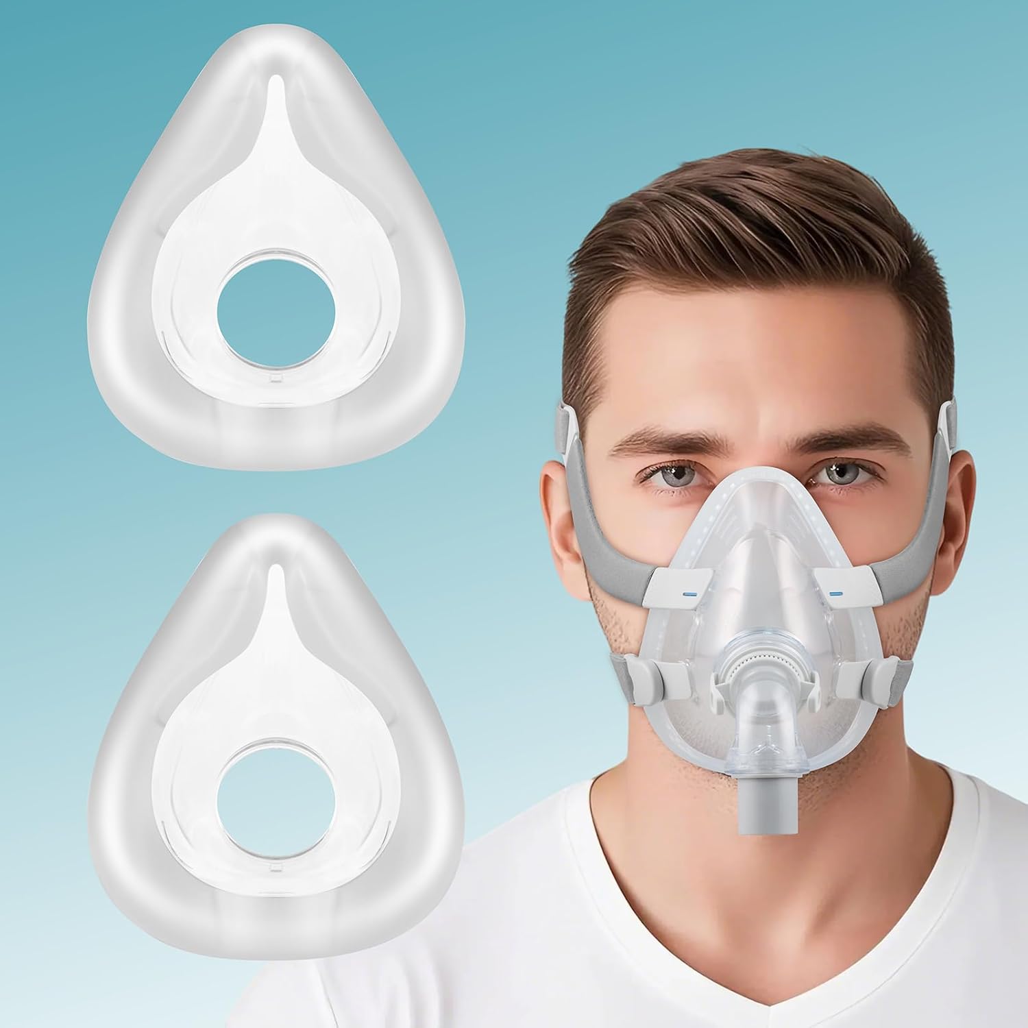 2 Pack AirFlt F20 Replacement Cushion, Compatible with F20 Original Full Face Mask, Perfect Fit Nose and Mouth, Prevent Sleep Apnea Mask Supplies (Medium)