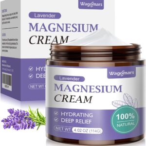 Magnesium Cream for Sleep - Topical Magnesium Lotion for Leg Cramps & Pain, Muscle Relaxation, Calm - Natural Body Butter for Deep Hydration - Safe for Kids (Lavender)