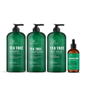 Botanic Hearth Tea Tree Body Wash Rosemary mint oil Tea Tree Shampoo and Conditioner Set 16 x2 Combo Set