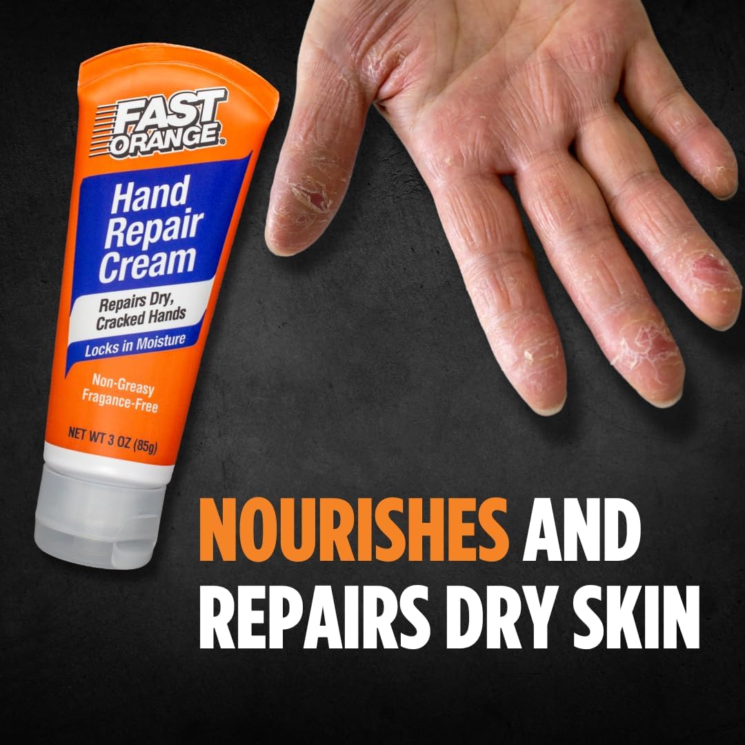 Fast Orange Hand Repair Cream, Repairs Dry & Cracked Hands after Heavy-Duty Automotive Work, On-the-go Compact Size 3oz, Non-Greasy and Unscented - Image 5