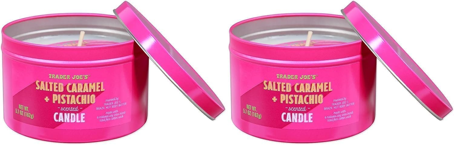 Trader Joe's Salted Caramel + Pistachio Scented Candle 162g 1.7 oz-2Pack