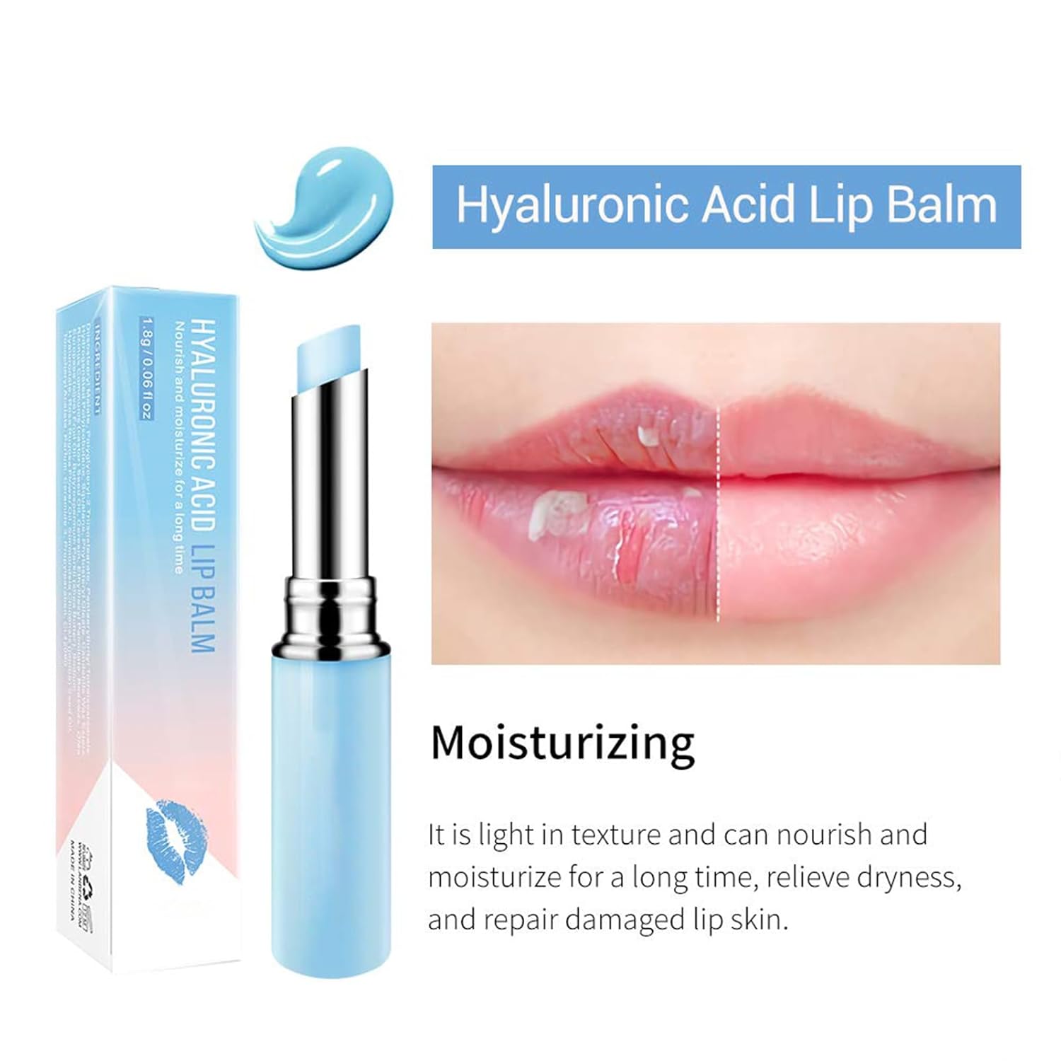 Hyaluronic Acid Lip Balm Long-lasting Moisturizing Nourishing Lips Reduce Fine Lines Relieve Dryness Protect Lip Skin Natural Extract Lip Balm (New Packing) (Hyaluronic acid) - Image 3