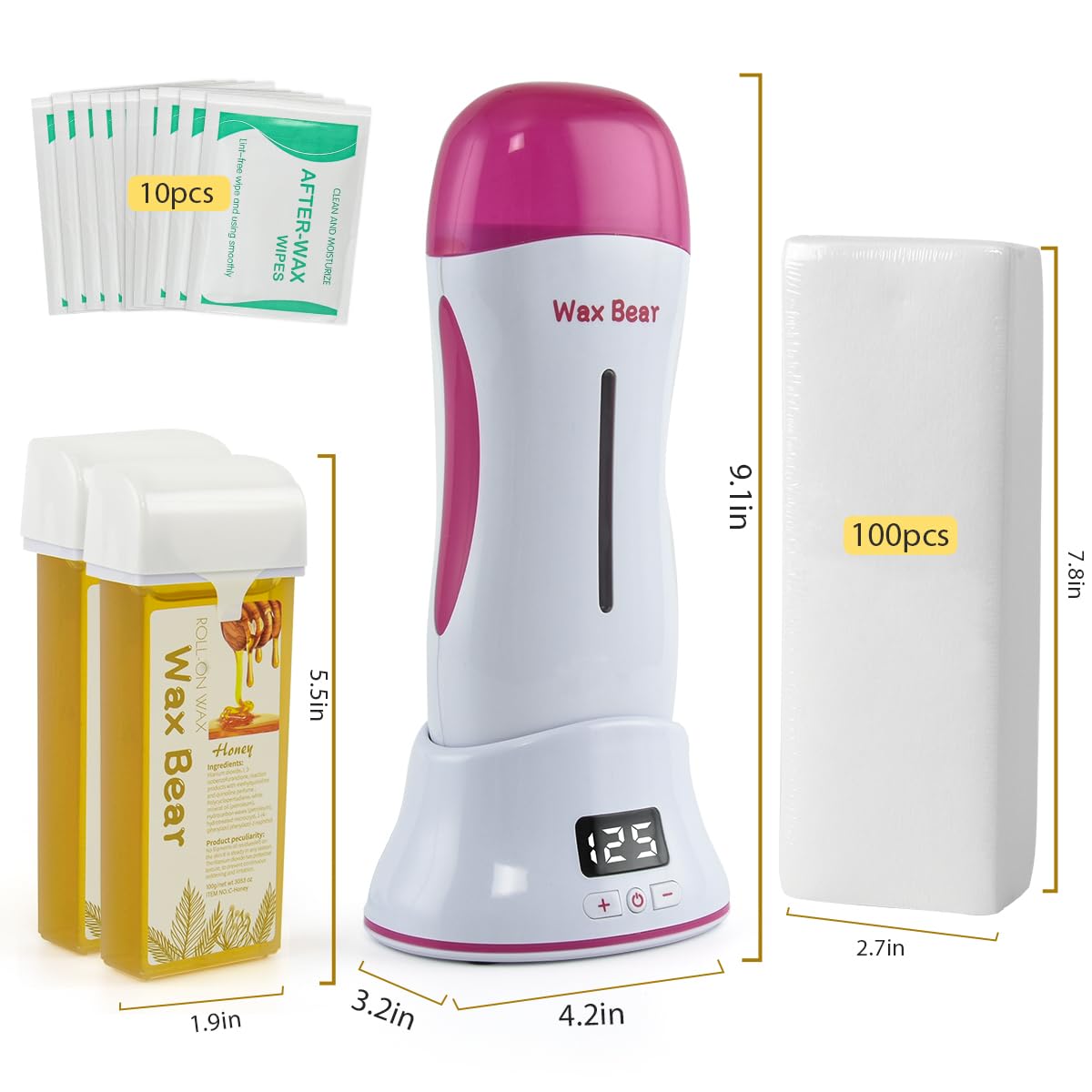 Roll On Wax Kit for Hair Removal,Digital Wax Roller Waxing Kit for Women with Wax Cartridge Refills, Wax Heater with Detachable Magnetic Base (Bright White) - Image 6