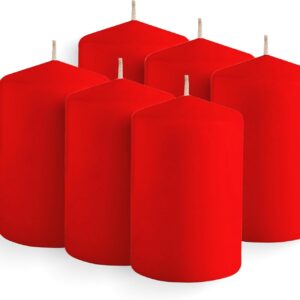 Simply Soson Red Pillar Candles Bulk - 3x6 Inch, Set of 6 Unscented Pillar Candles, Elegant Tall Pillar Candle, Round Cone tip Pillar Candle for Home Decor, Dinner, Wedding, Party, & Restaurant