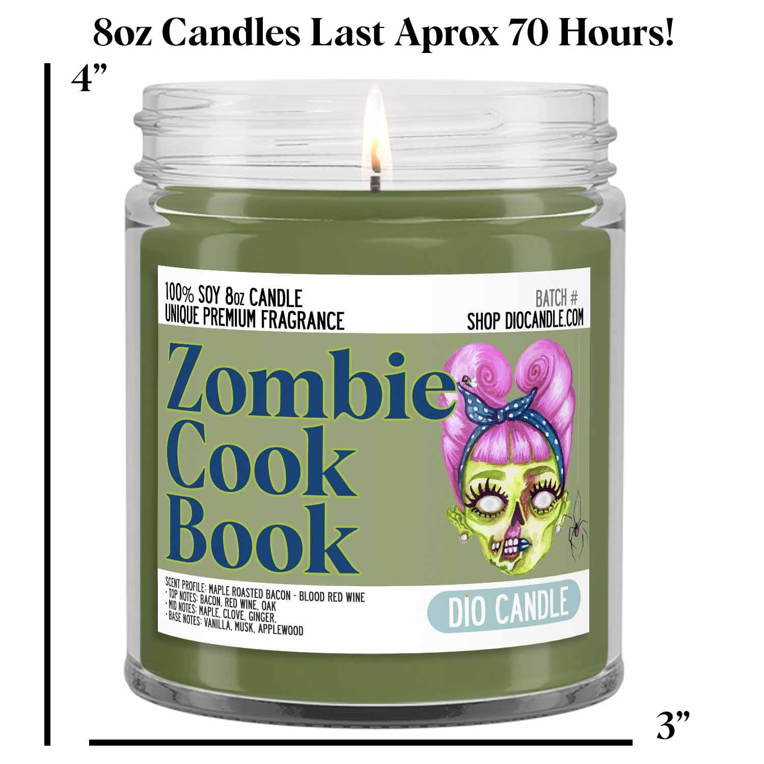 Zombie Scented Candle - Smells Like Maple Roasted Bacon - Blood Red Wine - 100% Naturally Vegan Soy and Premium Fragrance | Great Gift | Handmade in Denver, Colorado (8oz Glass Jar) - Image 2