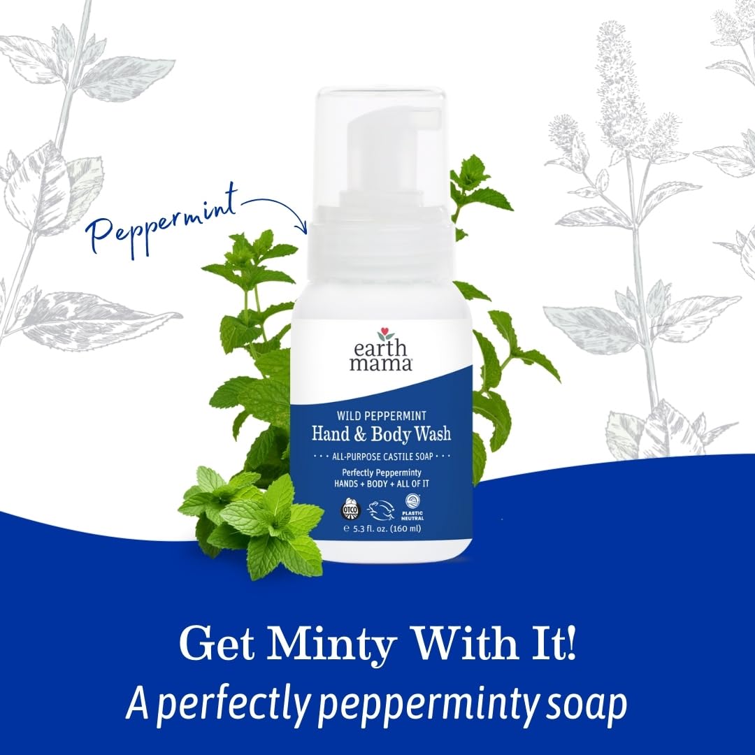 Earth Mama Wild Peppermint Foaming Castile Hand and Body Wash 5.3 fl oz - Image 8