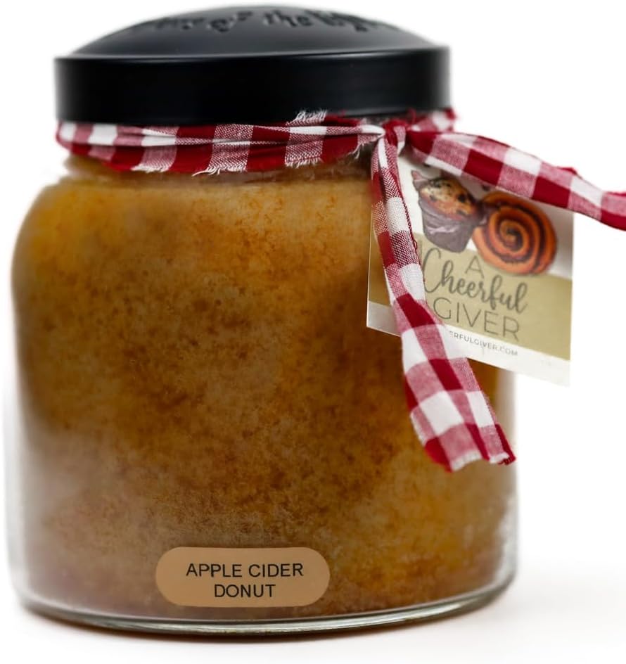 Apple Cider Donut Scented Candle 34-Ounce Papa Jar Candle Keepers of The Light- Fall Scented Candles- A Cheerful Giver