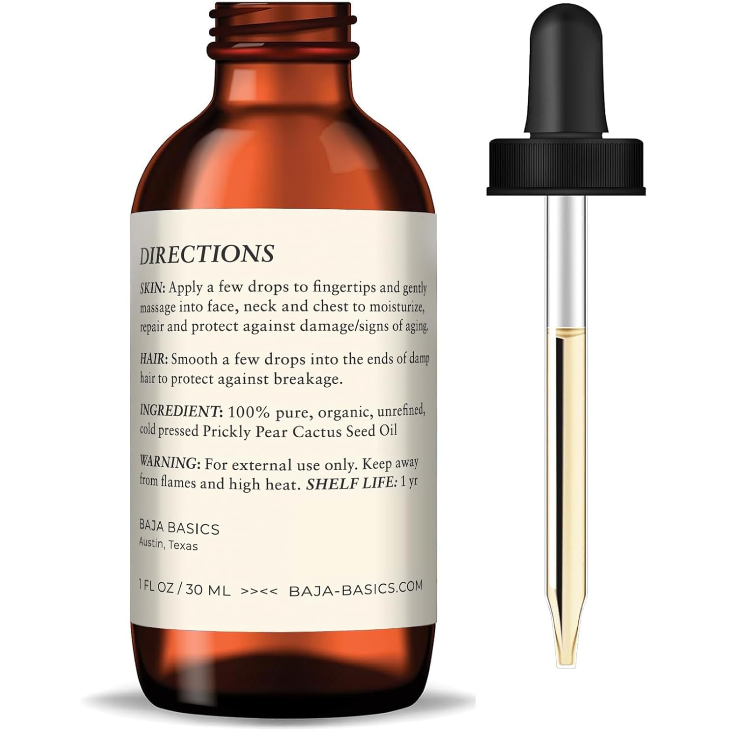 Prickly Pear Seed Oil Cold Pressed, Pure, Unrefined Moisturizer for Skin, Face, Body, Nails and Hair - Multi-Purpose Beauty Product For Men and Women - 1 oz Bottle - Image 6