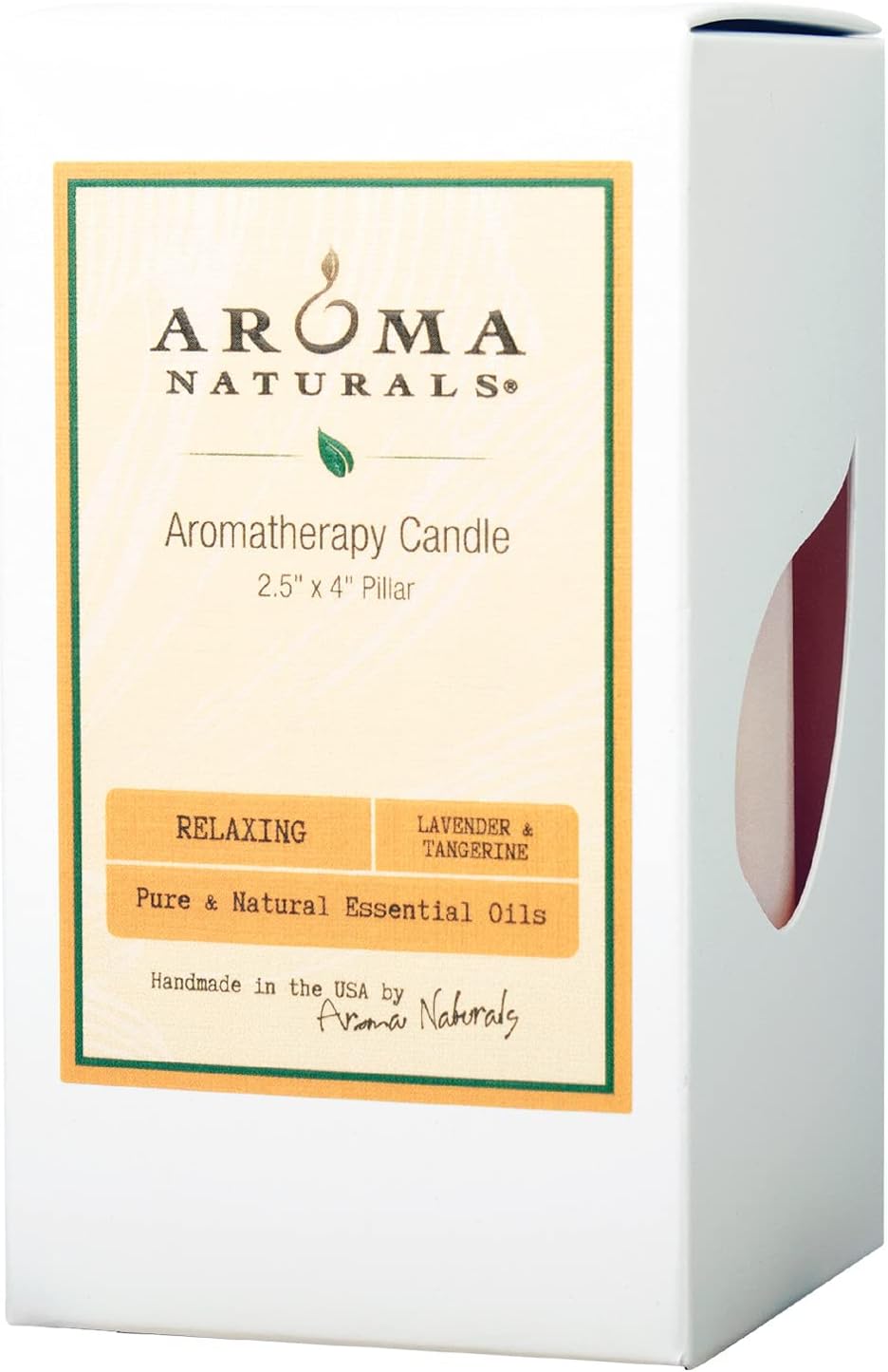 Aroma Naturals Lavender & Tangerine Essential Oil Scented Pillar Candle, Relaxing, 2.5 inch x 4 inch - Image 6
