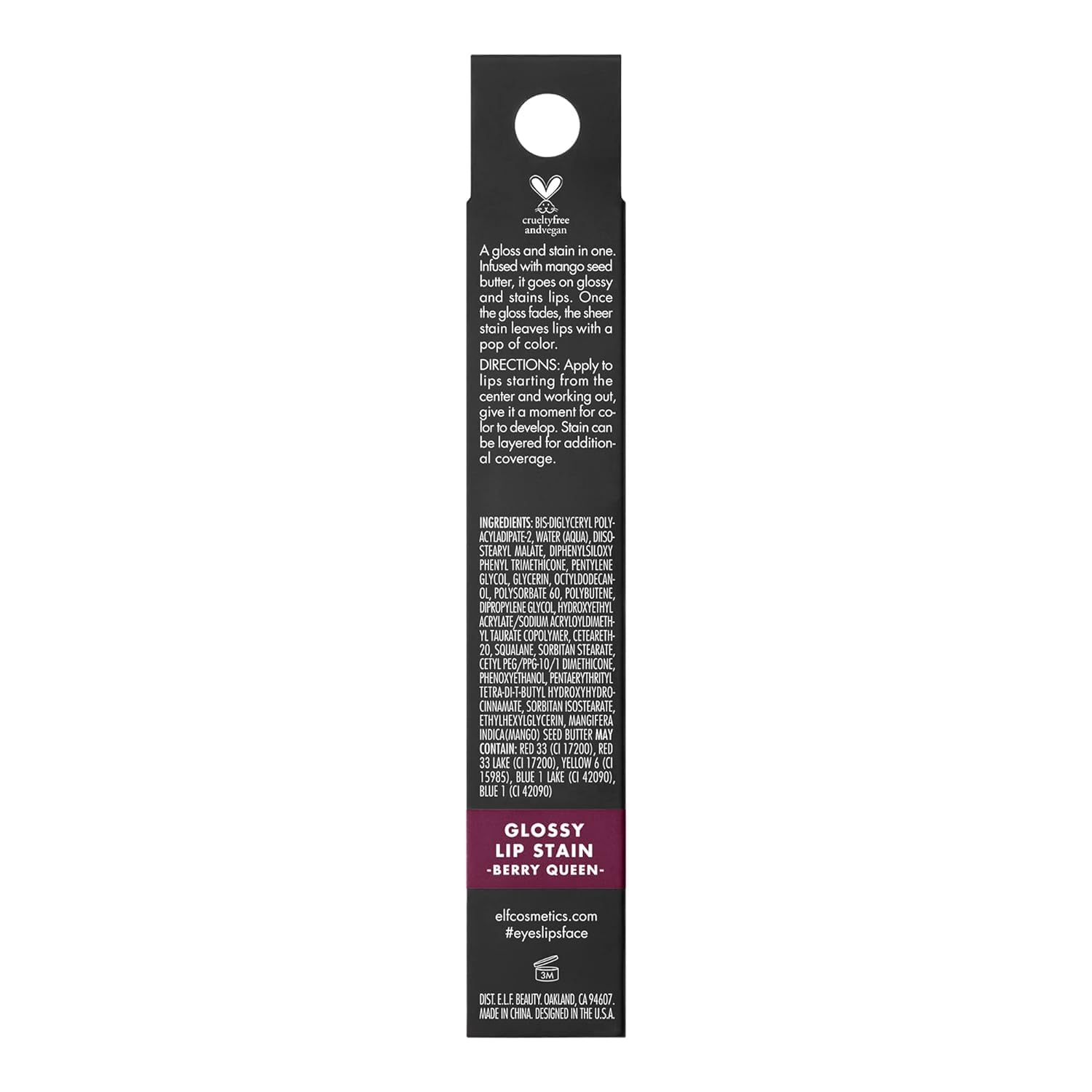 e.l.f. Glossy Lip Stain, Long-Lasting, Lightweight Lip Stain For A Sheer Pop Of Color & Subtle Gloss Finish, Vegan & Cruelty-Free, Berry Queen - Image 2
