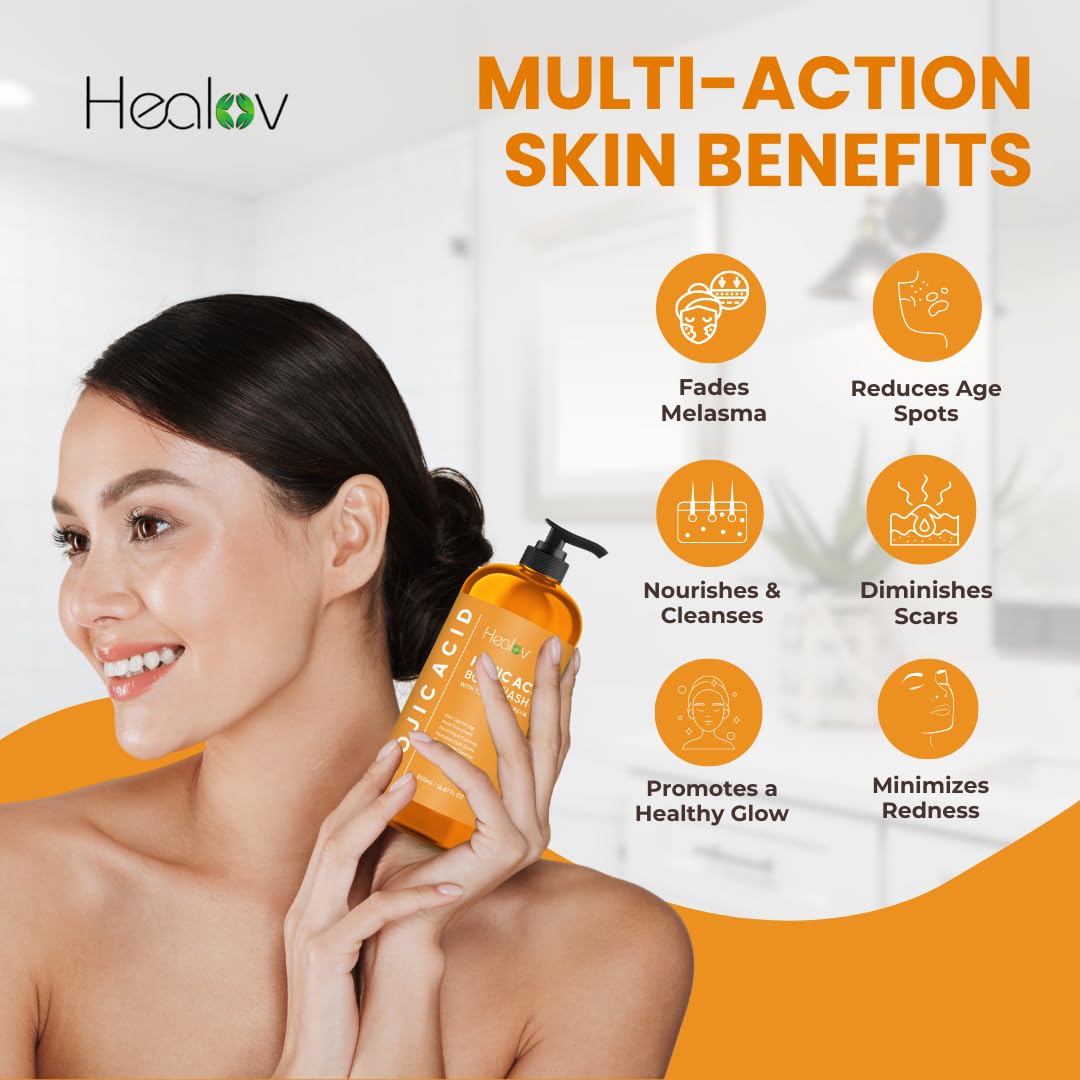 Kojic Acid Soap for Hyperpigmentation – Skin Brightening Kojic Papaya Body Wash – Dark Spot Soap Reduces Acne, Scars, and Evens Tone – Turmeric Body Wash for Brighter Glowing Tone - Image 2