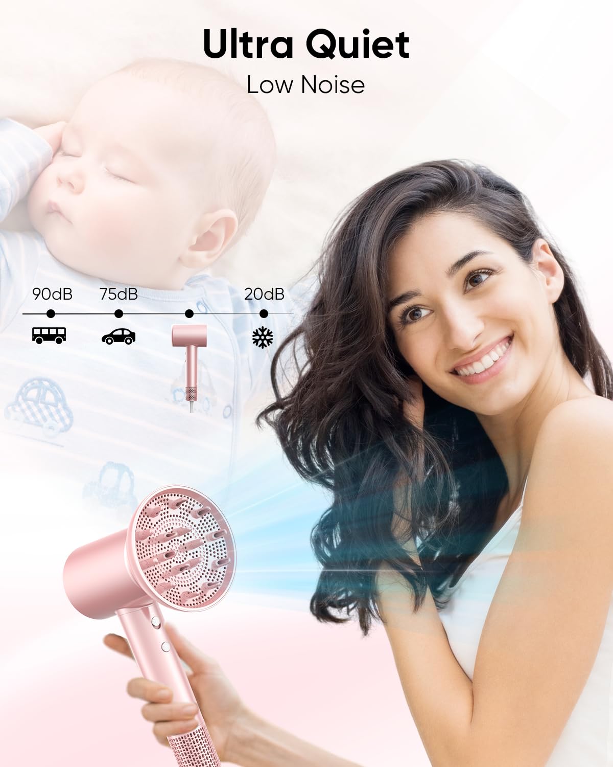 CONFU Professional Lightweight Ionic Hair Dryer 110000 RPM Fast Drying with Magnetic Diffuser - Image 4