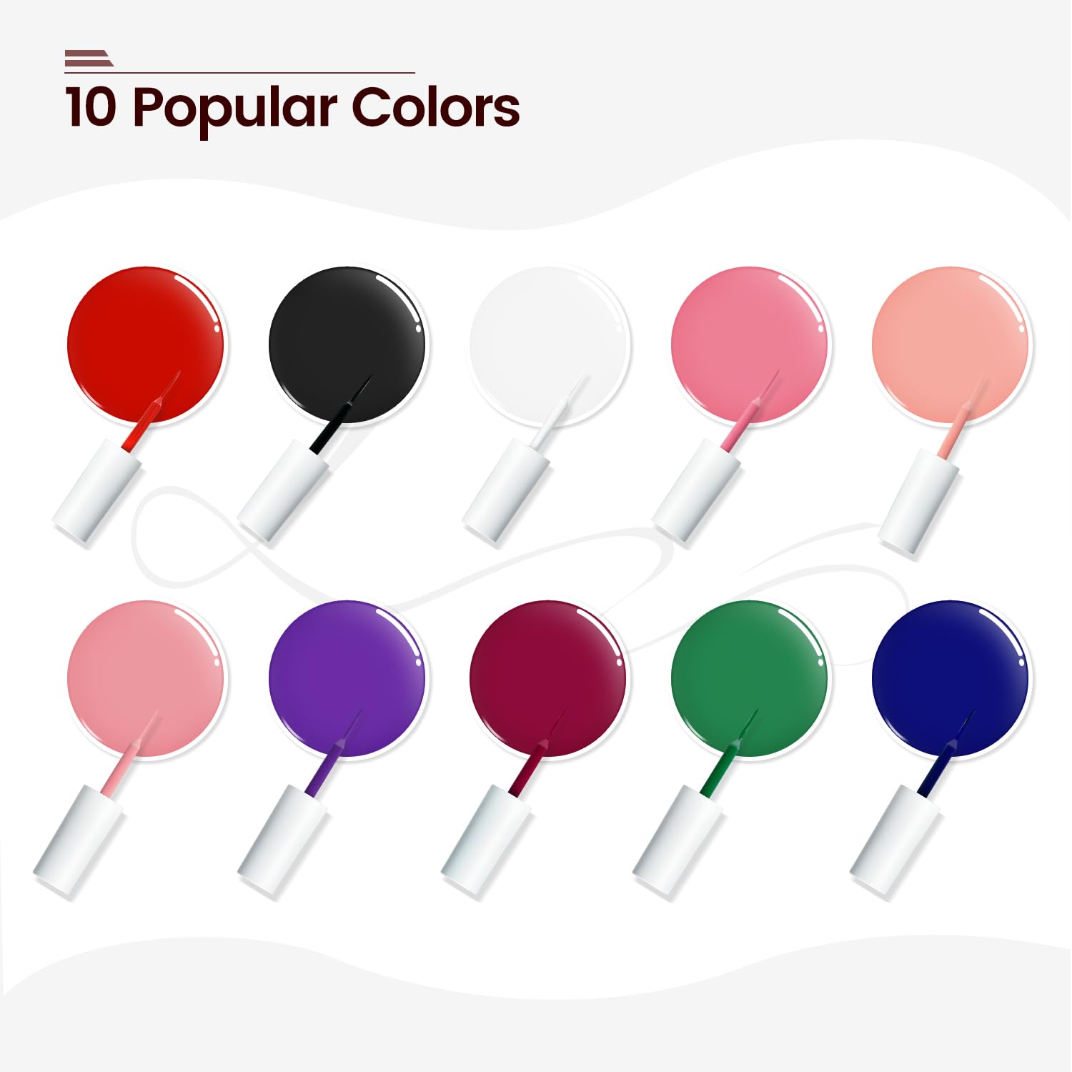 JODSONE 10pcs Nail Art Gel Liner,3D Effect Gel Nail Polish Thin Brush Painted DIY at Home Salon Design Gift for Girls - Image 3