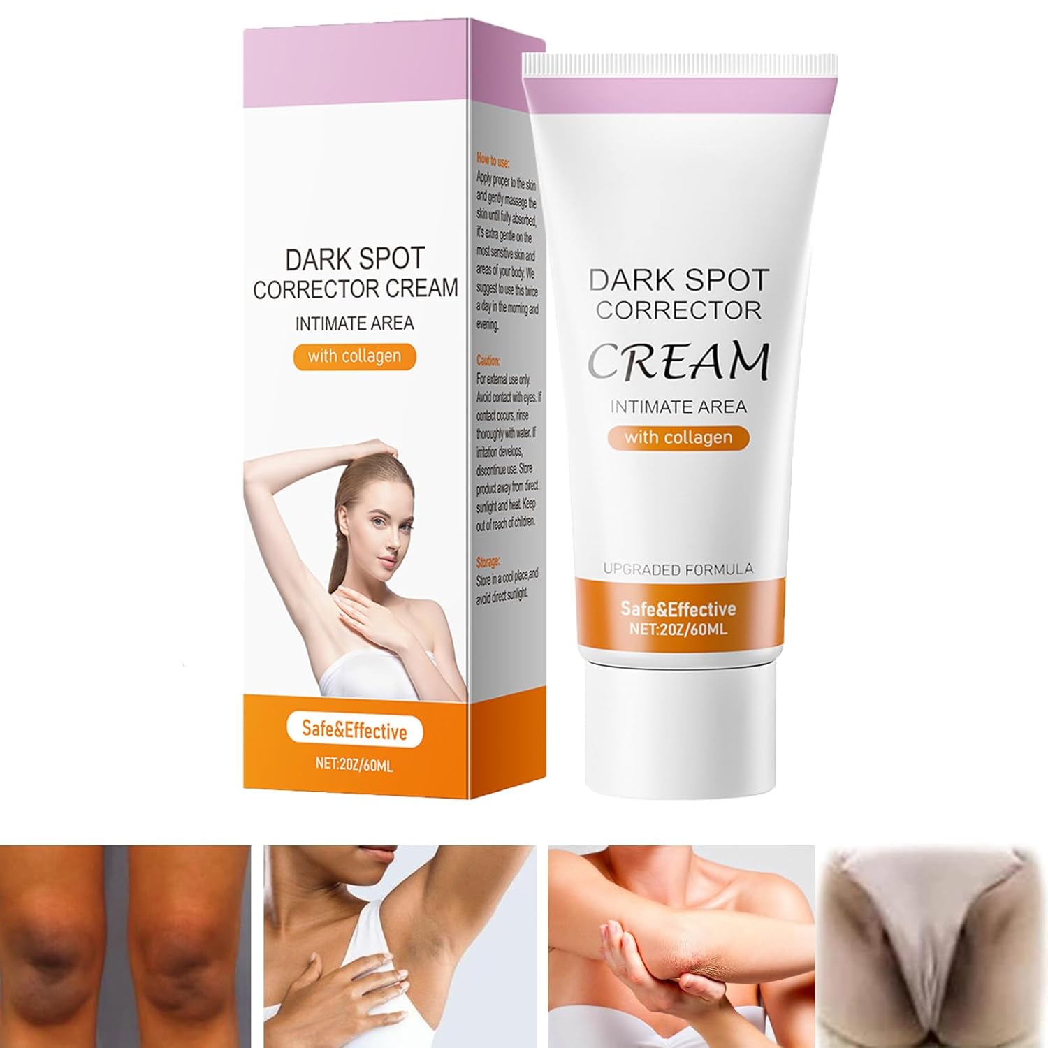 Intimate Bleaching Cream for Women, Dark Spot Remover for Intimate Areas, Dark Underarm, Armpit, Inner Thigh, Private Area, Elbow, Knees, Face, Bikini Line and Neck, Quick Results, 2.0 FL.Oz (1 PCS)