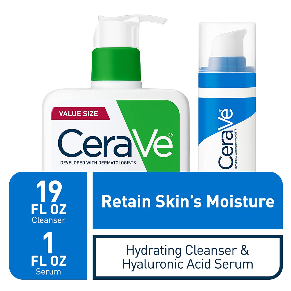 CeraVe Hydrating Face Wash 19oz and Hyaluronic Acid Serum 1oz Dry Skin Set - Image 2