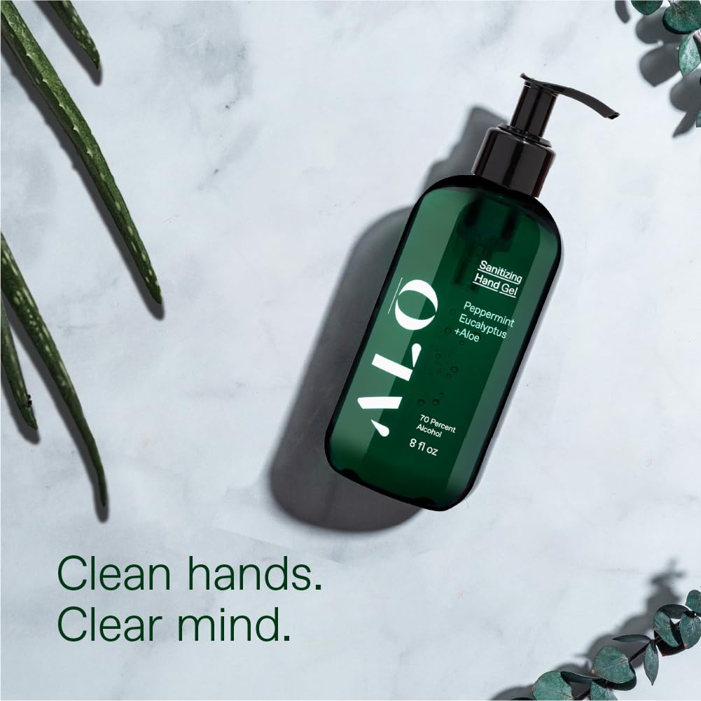 ALŌH Hand Sanitizer Gel 2-pack 8oz Bottles Peppermint Eucalyptus Aloe for All Ages - Image 5