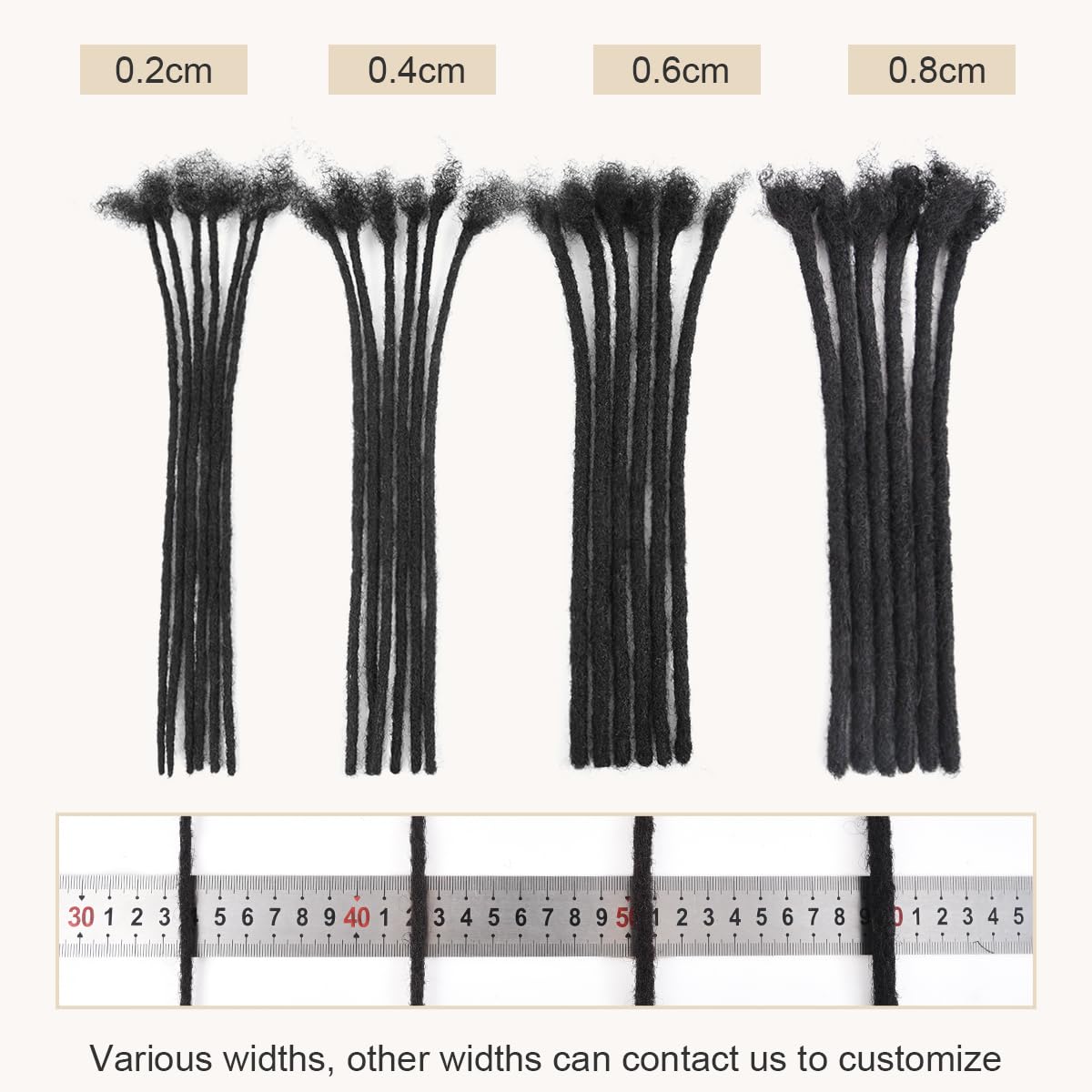 DAIXI 100% Real Human Hair Dreadlock Extensions 30 Strands, 16 Inch, Medium Thickness - Image 4