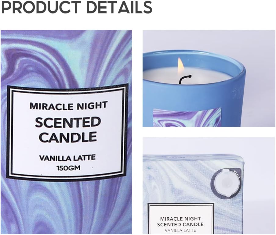 MINISO Scented Candles Big Size Home Wax Scented Candle Aroma Decoration Candles Gift for Home Decor-Miracle Night,Grey Vanilla Latte - Image 8
