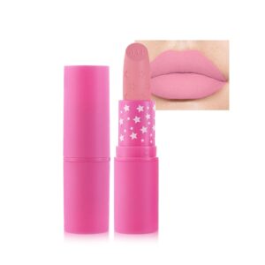 Matte Waterproof Lipstick, Velvety Lipsticks, Long Lasting Creamy Smoothing Non-stick Cup Sexy Colors Lip Stain with Beeswax, Hydrating Lipstick for Women Girls, #01 Light Pink