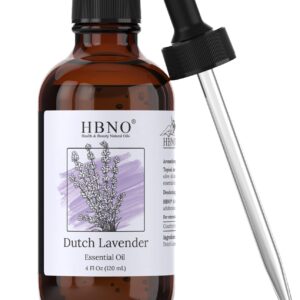 HBNO California Bottled Dutch Lavender Essential Oil 4 fl oz (120ml) - Natural Lavender Oil for Skin, Perfect for Cleaning, Aromatherapy, DIY & Diffuser