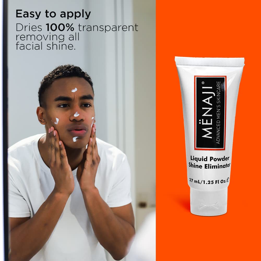 MËNAJI Liquid Powder Shine Eliminator- Moisturizer & Lightweight Liquid Primer Powder for Men - Mens Makeup- Transparent - 1.25 Oz - Image 4