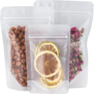 FireKylin 100 Pcs Resealable Bags,5.1" x 7.9" Matte Stand Up Zip Lock Bags for Packaging Products, Herbs, Snacks, Tea, Spices, Pet Food and Soaps