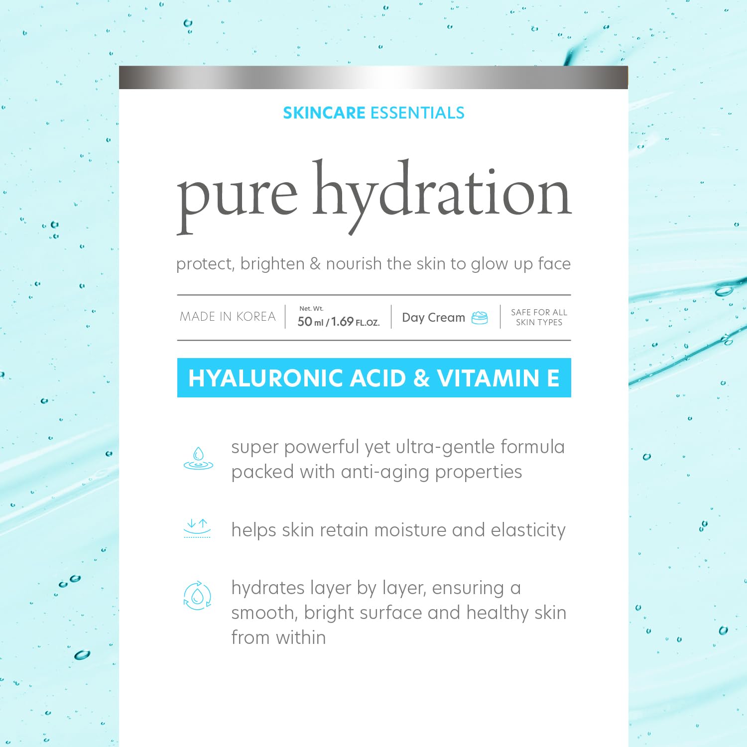 Hyaluronic Acid Vitamin E Daily Face Moisturizer 50ml for All Skin Types - Image 3