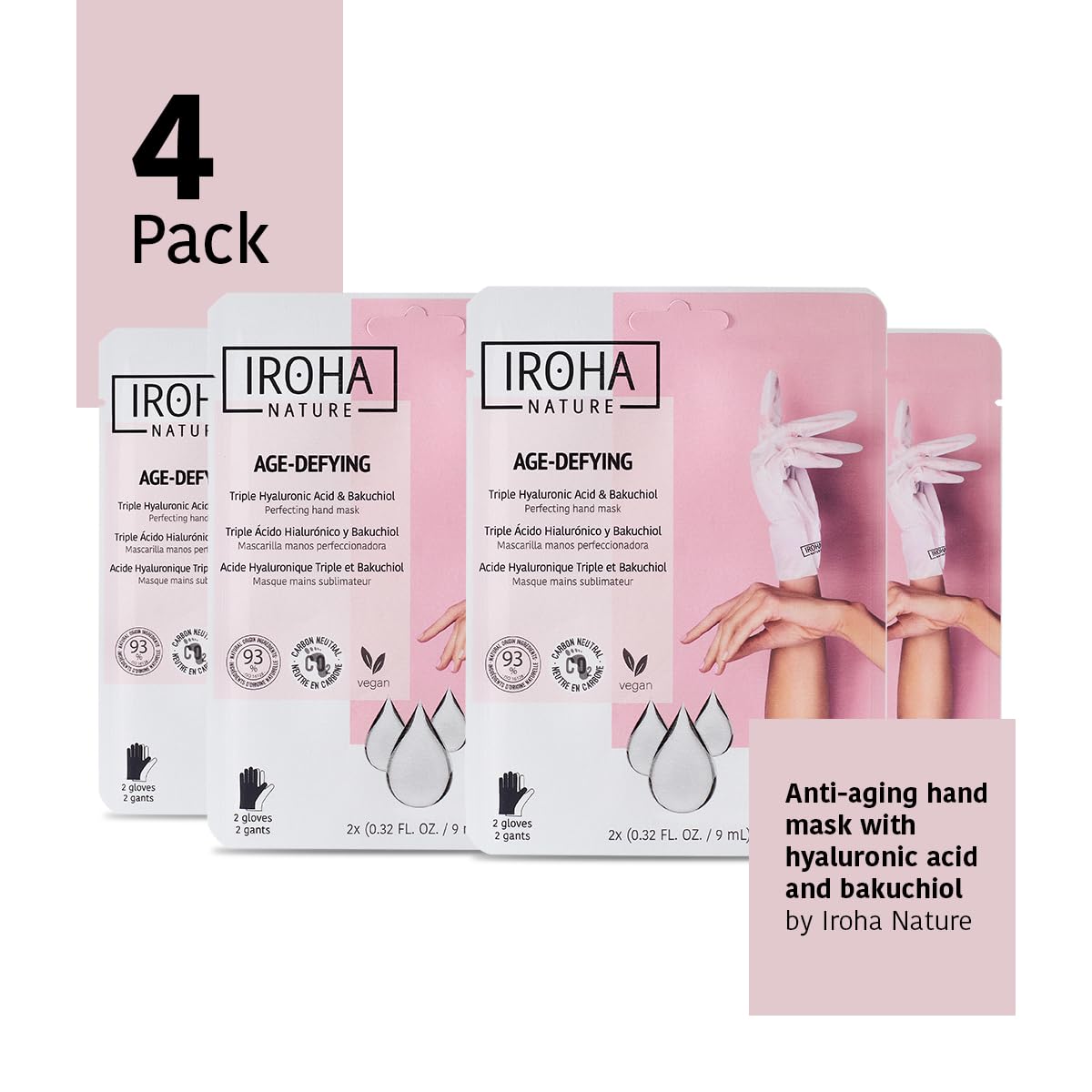 Triple Hyaluronic Acid Anti-Aging Hand Mask Gloves 4 Pairs Vegan Cruelty-Free 93% Natural - Image 2