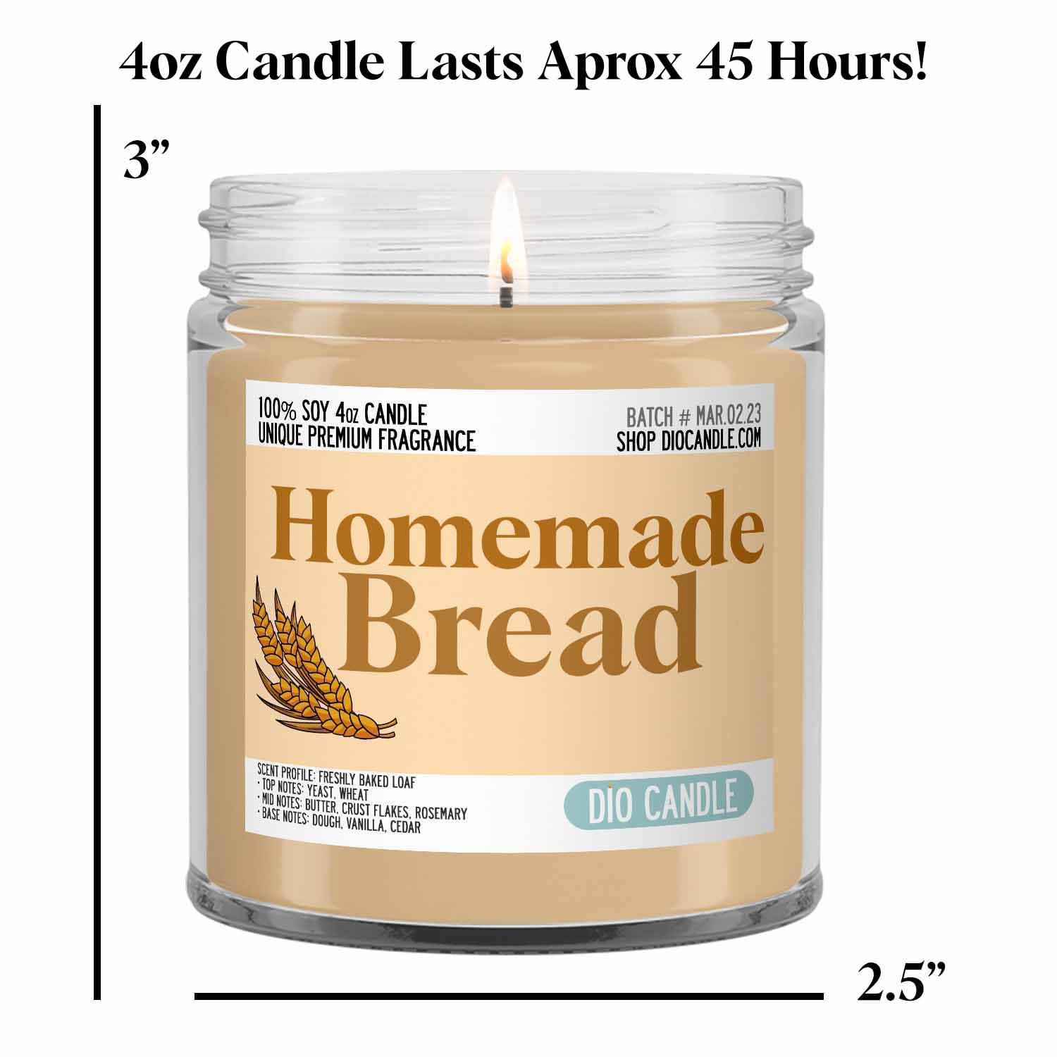 Homemade Bread Scented Candle - Smells Like Freshly Baked Loaf - 100% Naturally Vegan Soy and Premium Fragrance | Great Gift | Recyclable Glass Jar | Handmade in Denver, Colorado (4oz Glass Jar) - Image 2