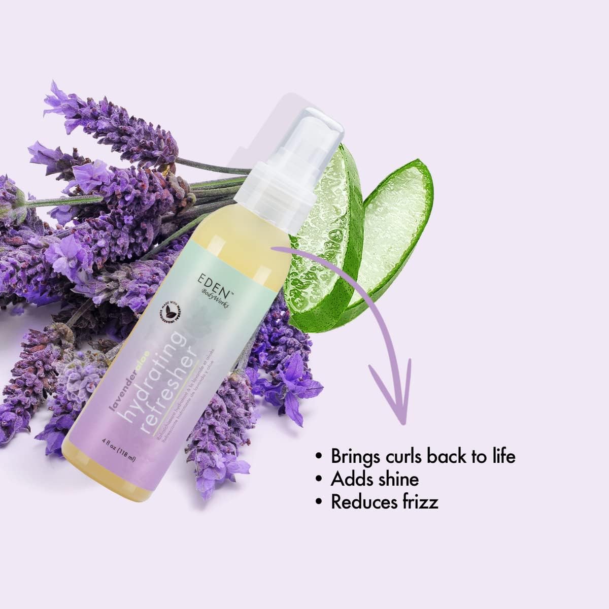 EDEN BodyWorks Lavender Aloe Hydrating Refresher Spray (4 oz) – Lightweight, Frizz Fighting Hair Mist for All Hair Types - Image 2